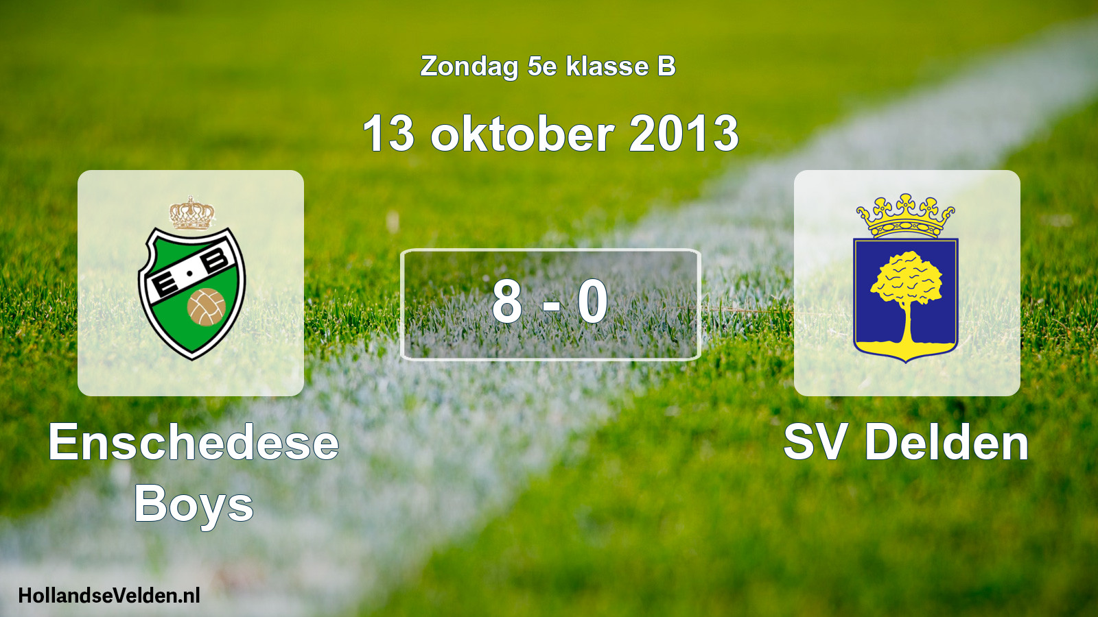 Total number of matches played: Enschedese Boys - SV Delden 8 - 0 (13 October 2013)