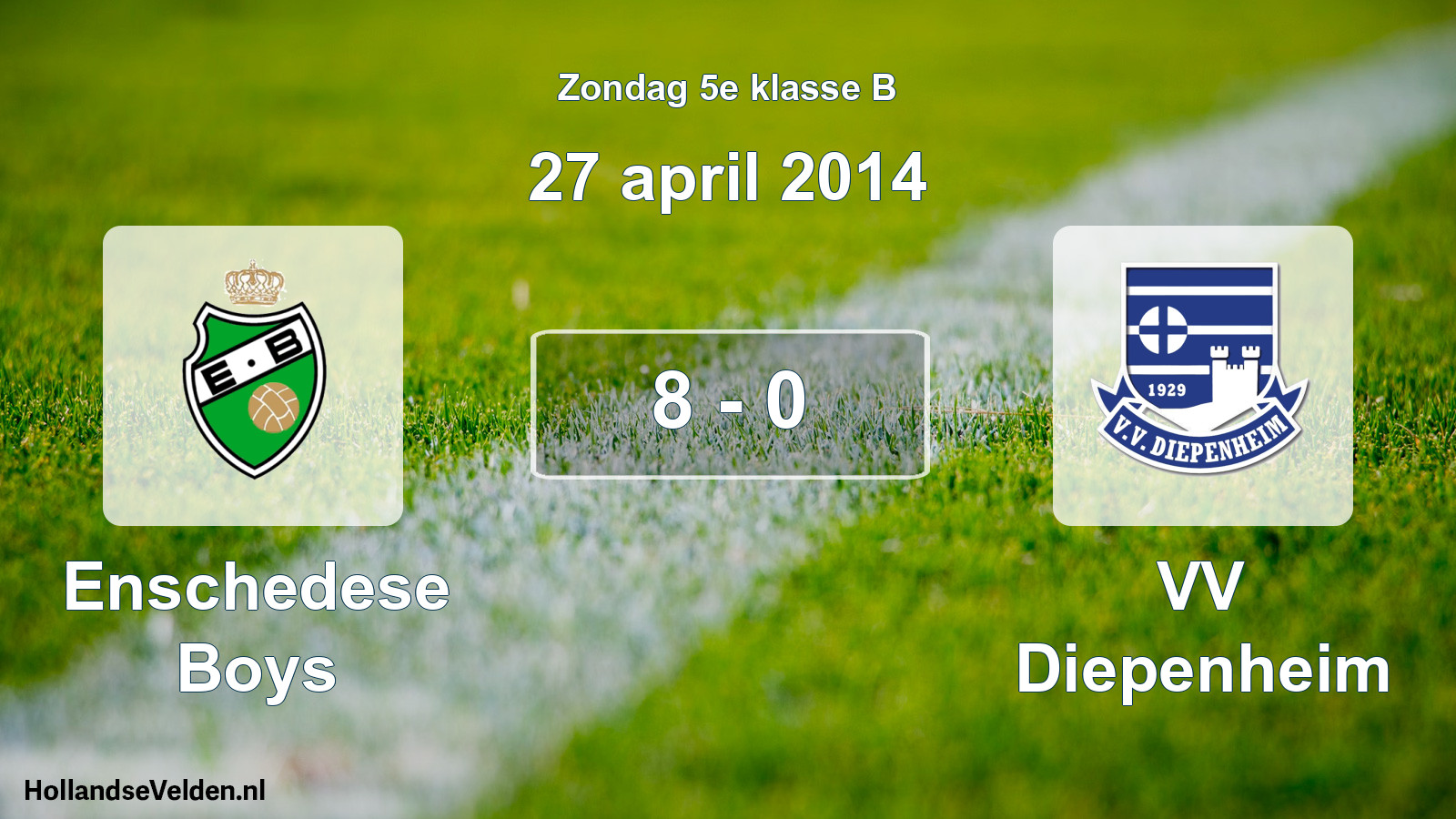 Total number of matches played: Enschedese Boys - VV Diepenheim 8 - 0 (27 April 2014)