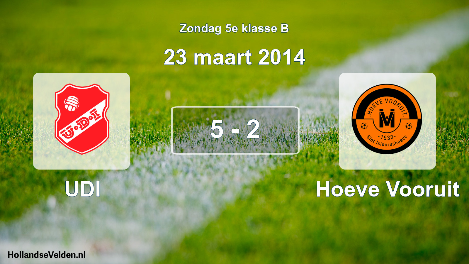 Total number of matches played: UDI - Hoeve Vooruit 5 - 2 (23 March 2014)