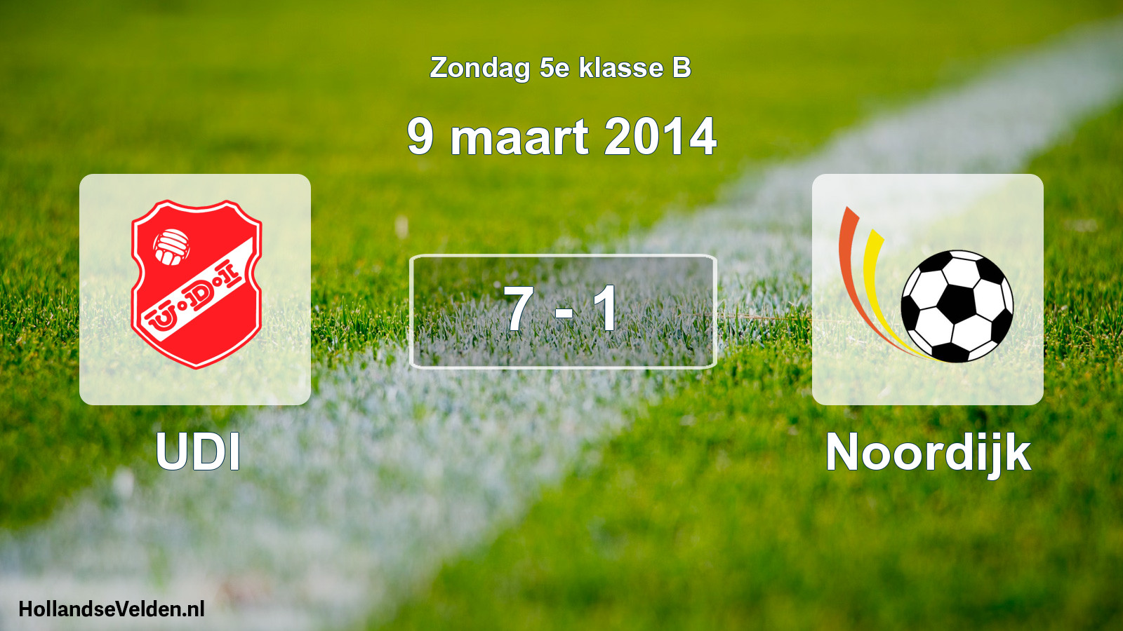 Total number of matches played: UDI - Noordijk 7 - 1 (9 March 2014)