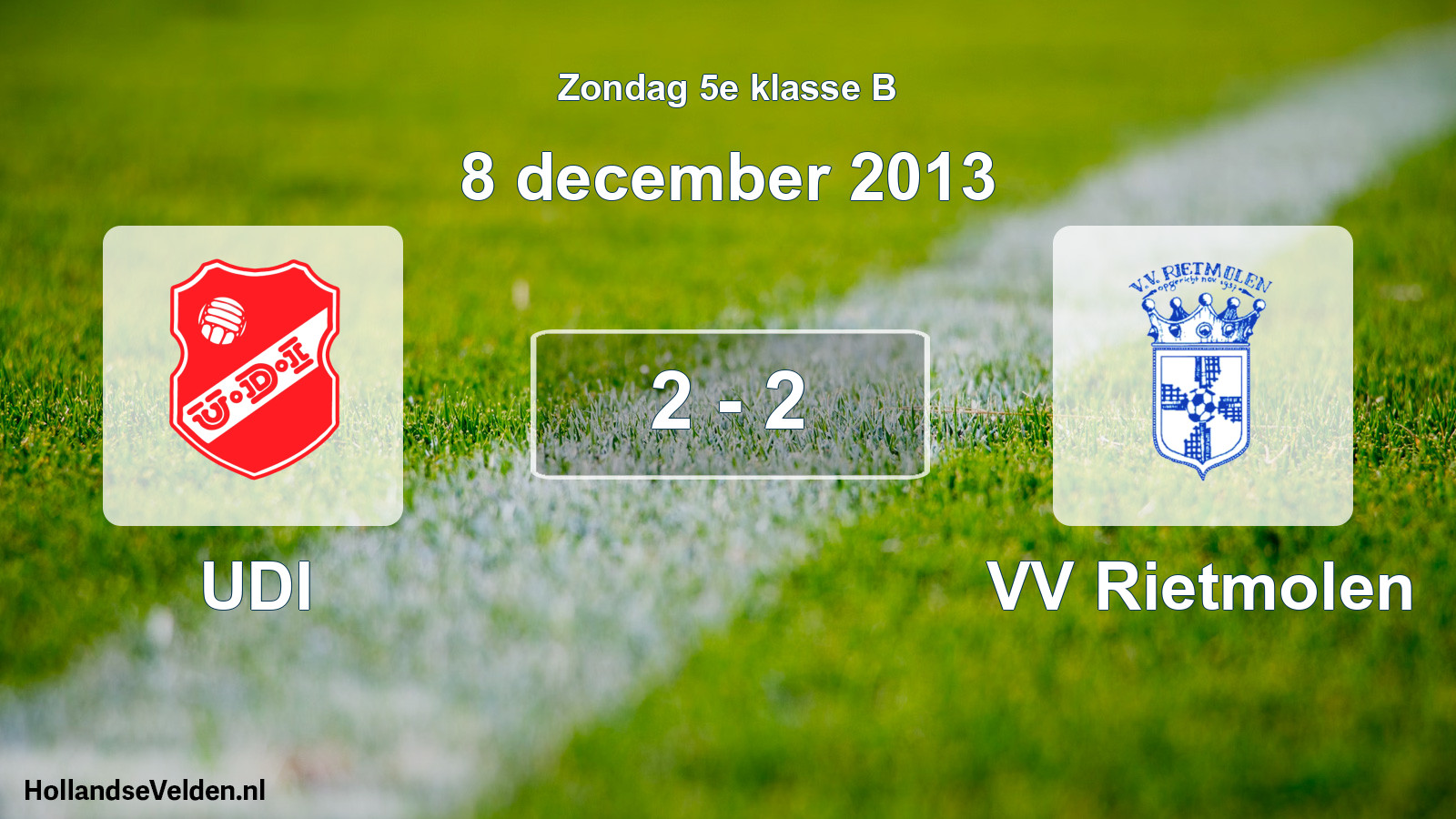 Total number of matches played: UDI - VV Rietmolen 2 - 2 (8 December 2013)