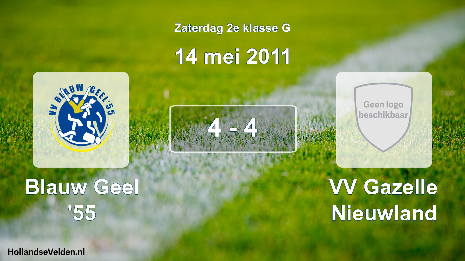 Total number of matches played: Blauw Geel '55 - VV Gazelle Nieuwland 4 - 4 (14 May 2011)