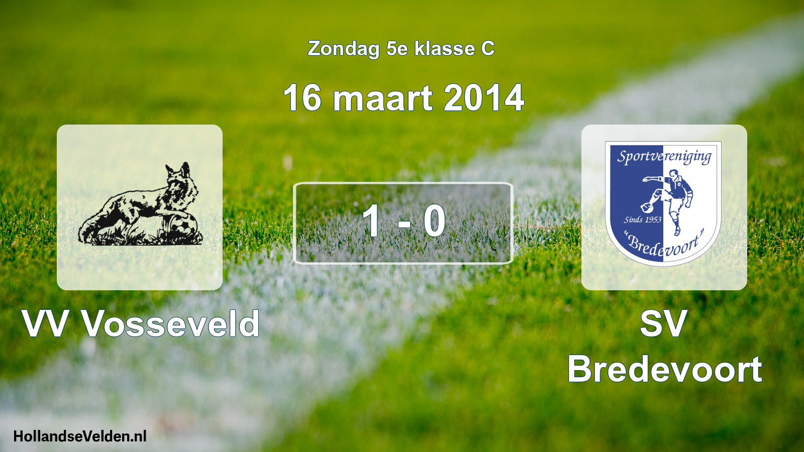 Total number of matches played: VV Vosseveld - SV Bredevoort 1 - 0 (16 March 2014)