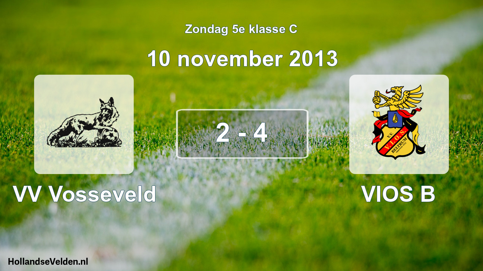 Total number of matches played: VV Vosseveld - VIOS B 2 - 4 (10 November 2013)
