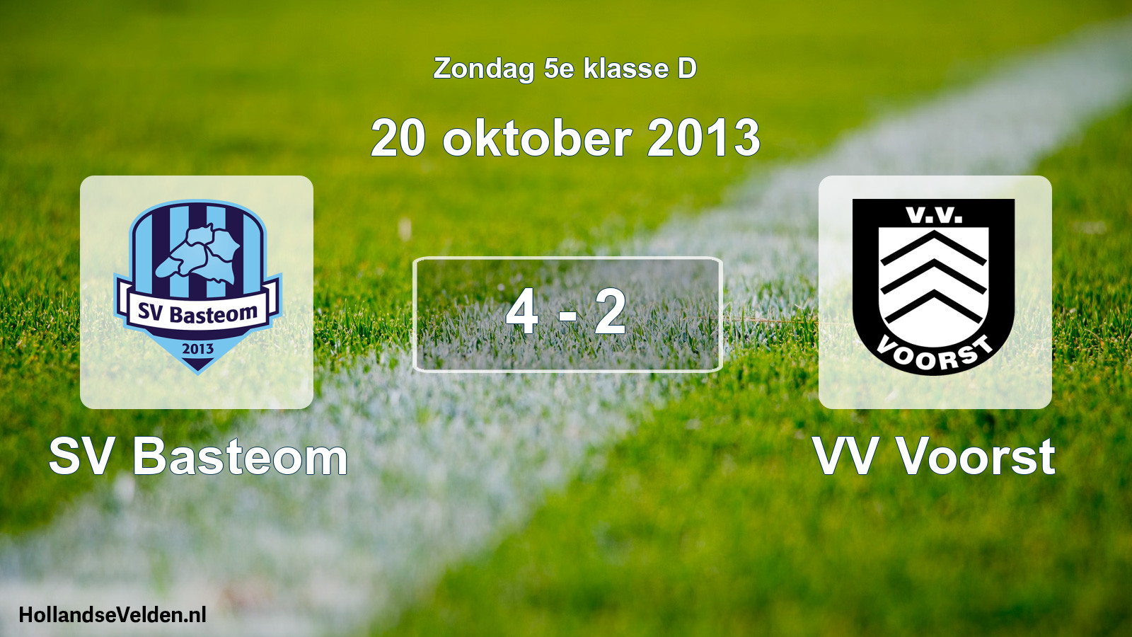 Total number of matches played: SV Basteom - VV Voorst 4 - 2 (20 October 2013)