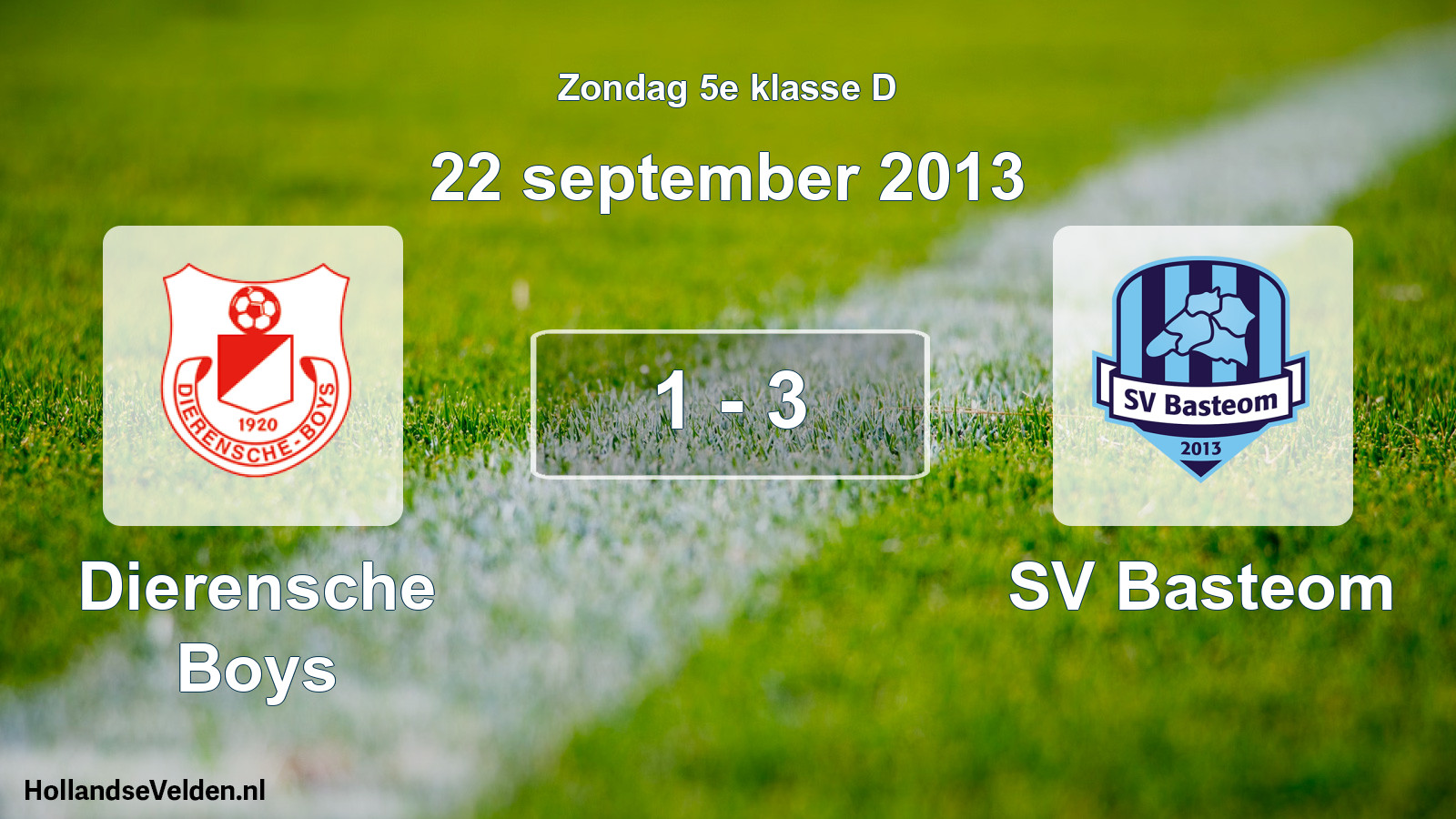 Total number of matches played: Dierensche Boys - SV Basteom 1 - 3 (22 September 2013)