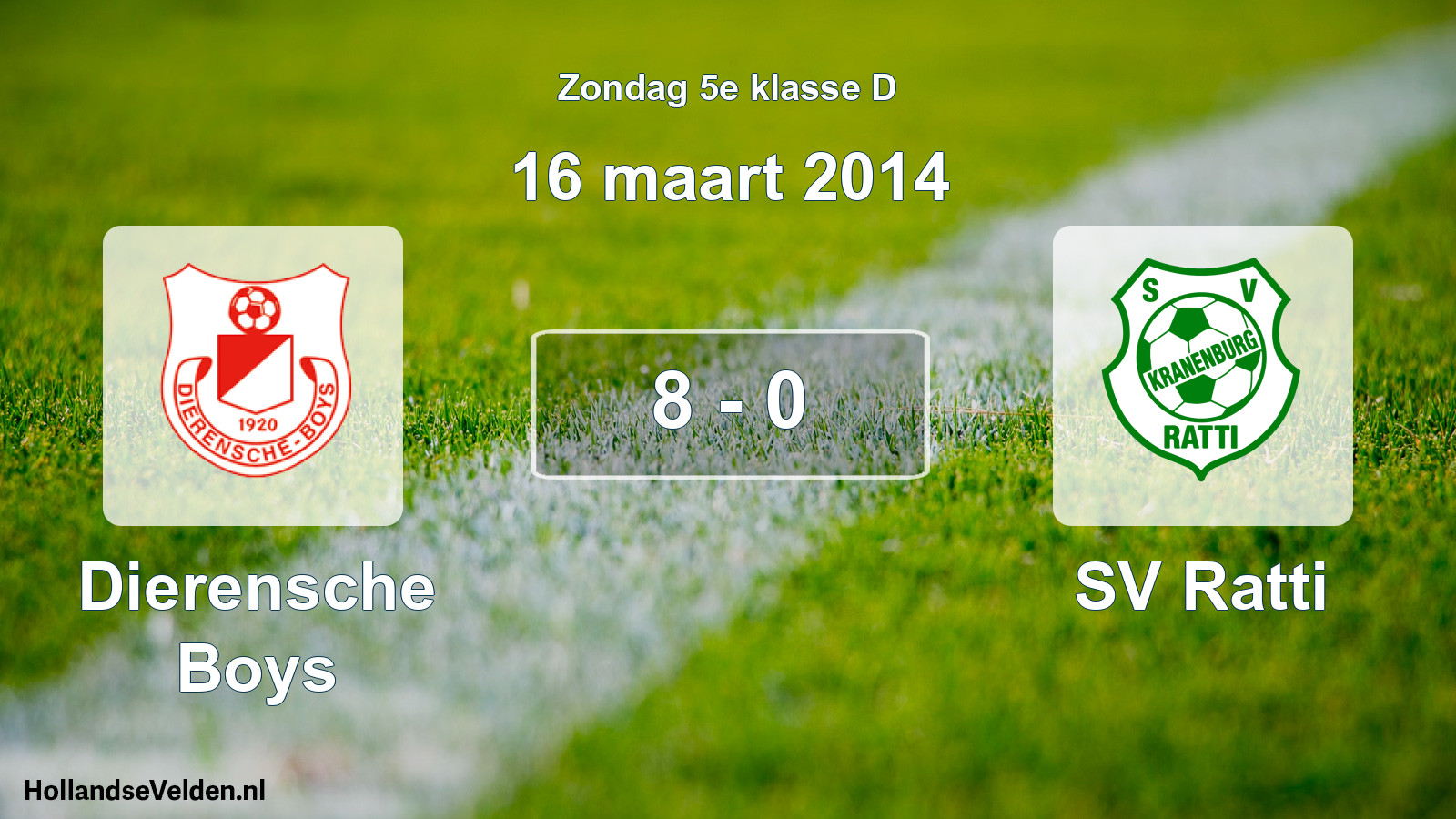 Total number of matches played: Dierensche Boys - SV Ratti 8 - 0 (16 March 2014)