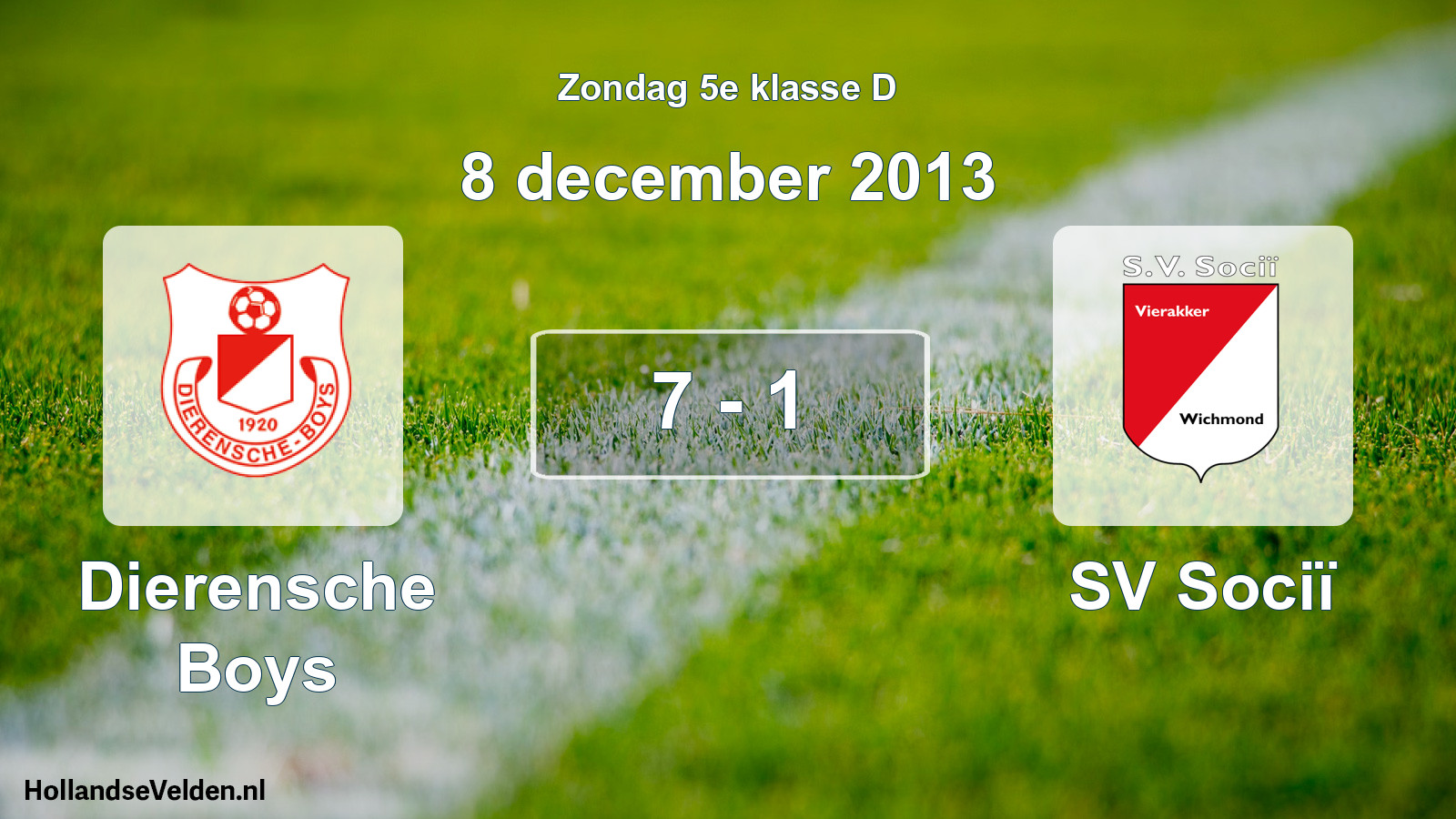 Total number of matches played: Dierensche Boys - SV Sociï 7 - 1 (8 December 2013)