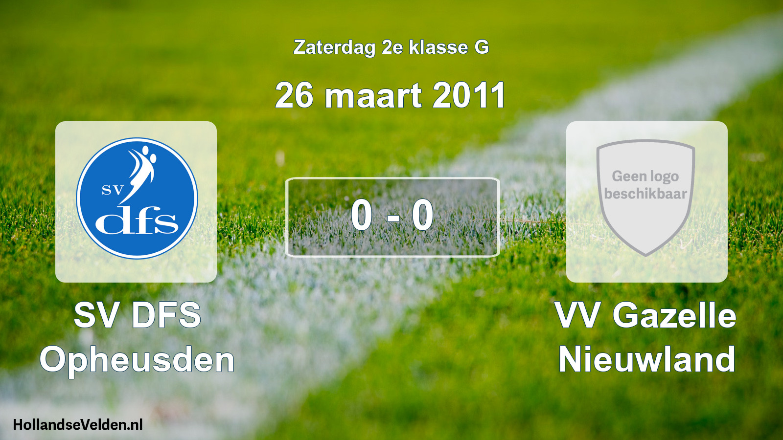Total number of matches played: SV DFS Opheusden - VV Gazelle Nieuwland 0 - 0 (26 March 2011)