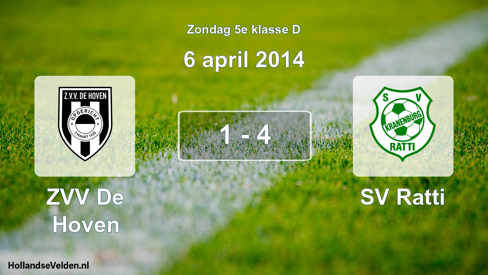 Total number of matches played: ZVV De Hoven - SV Ratti 1 - 4 (6 April 2014)