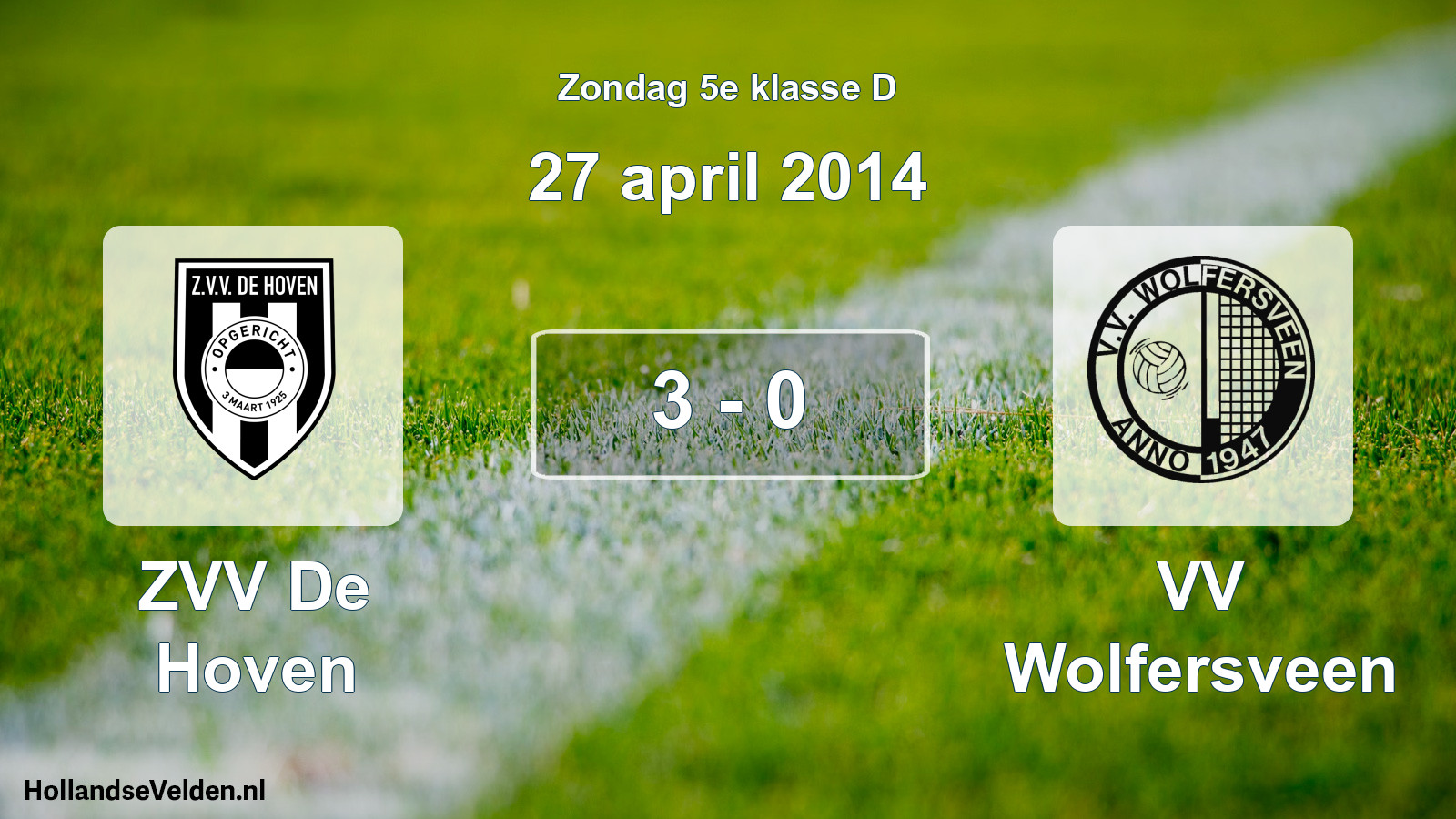 Total number of matches played: ZVV De Hoven - VV Wolfersveen 3 - 0 (27 April 2014)