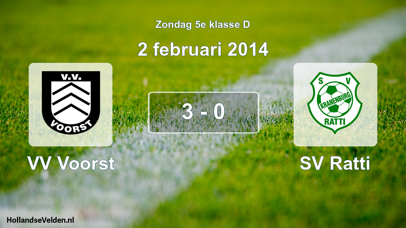 Total number of matches played: VV Voorst - SV Ratti 3 - 0 (2 February 2014)