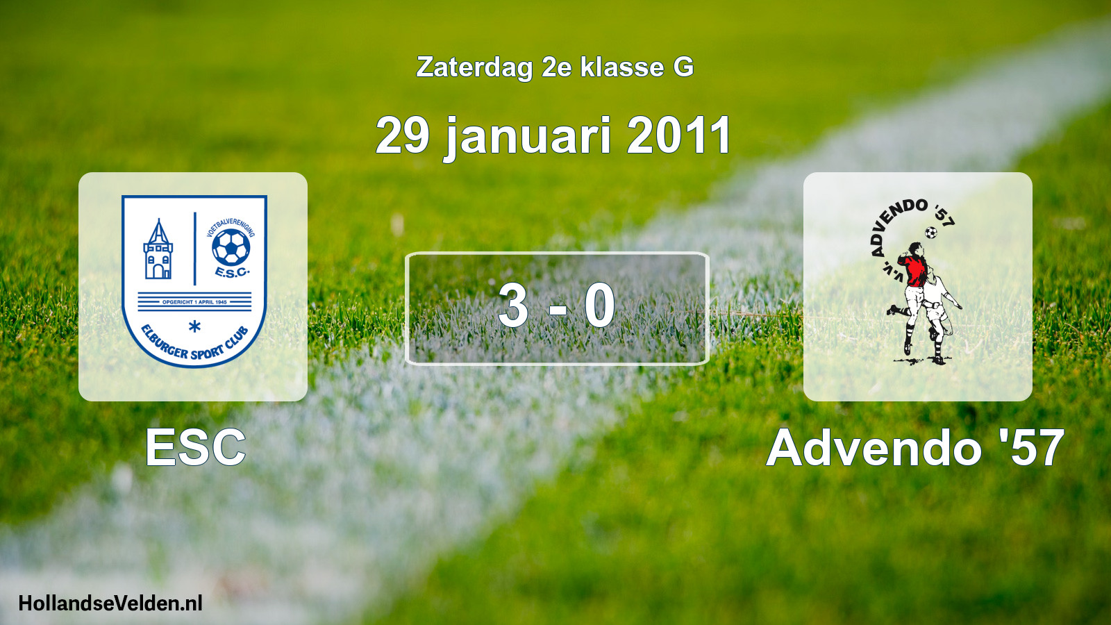 Total number of matches played: ESC - Advendo '57 3 - 0 (29 January 2011)