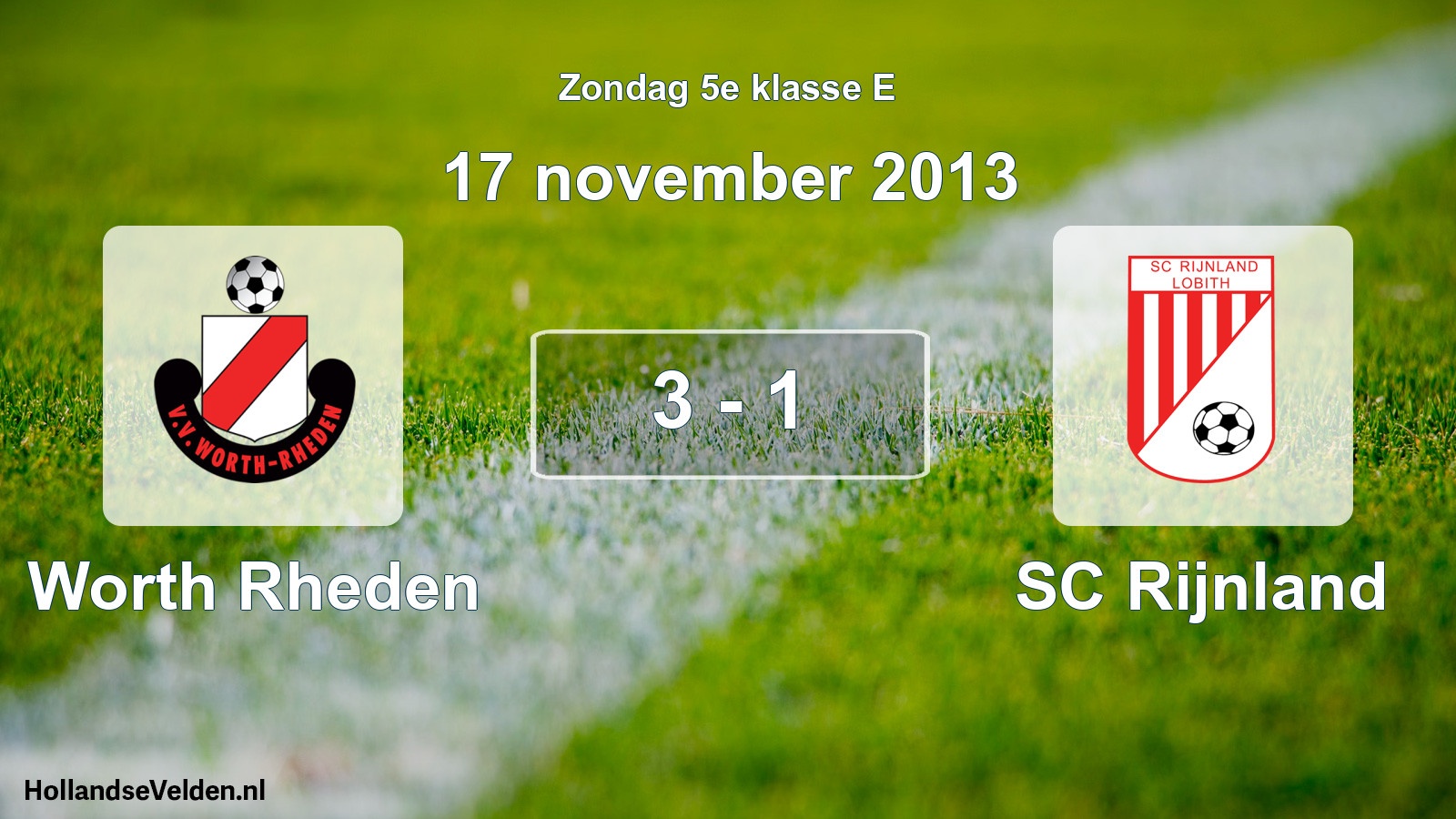 Total number of matches played: Worth Rheden - SC Rijnland 3 - 1 (17 November 2013)