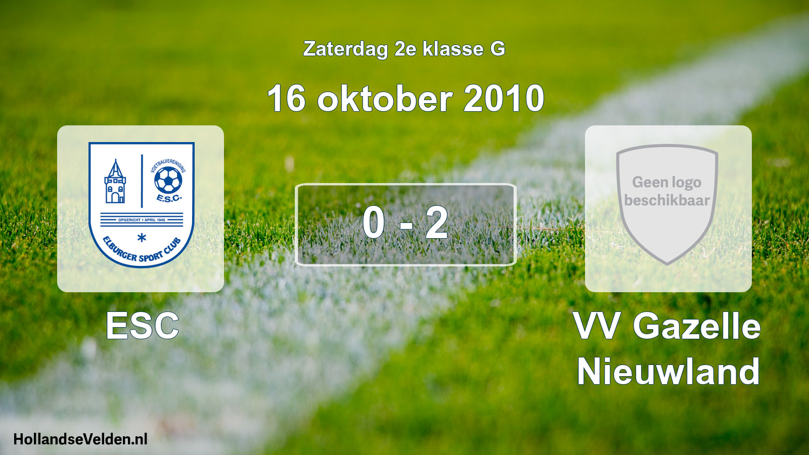 Total number of matches played: ESC - VV Gazelle Nieuwland 0 - 2 (16 October 2010)