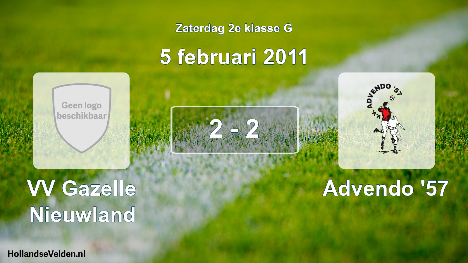 Total number of matches played: VV Gazelle Nieuwland - Advendo '57 2 - 2 (5 February 2011)