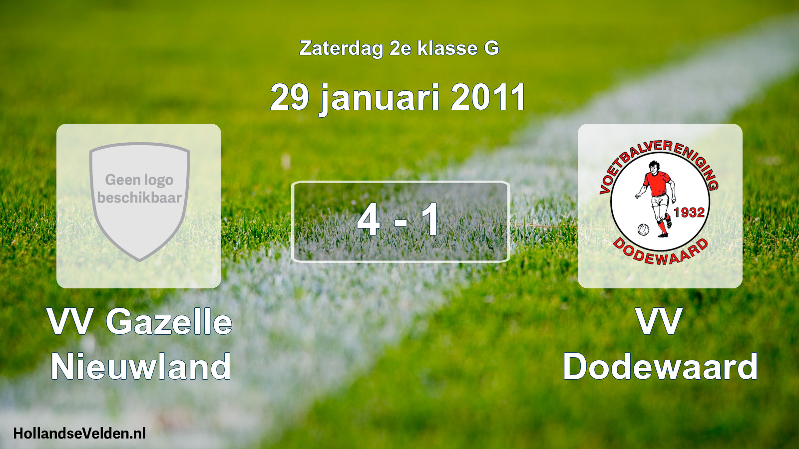 Total number of matches played: VV Gazelle Nieuwland - VV Dodewaard 4 - 1 (29 January 2011)