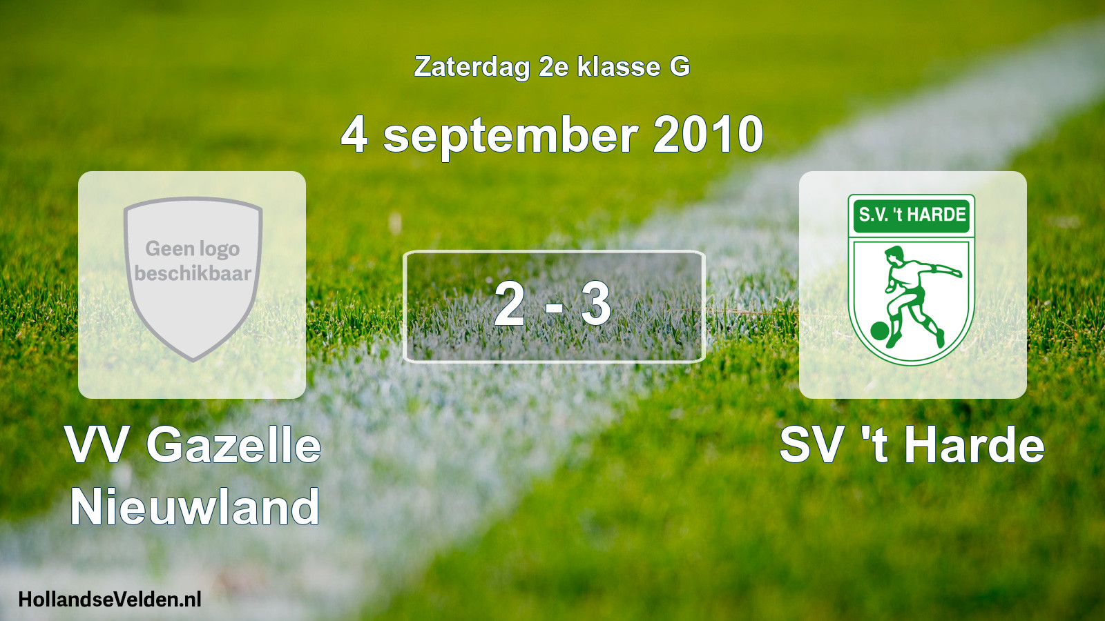 Total number of matches played: VV Gazelle Nieuwland - SV 't Harde 2 - 3 (4 September 2010)