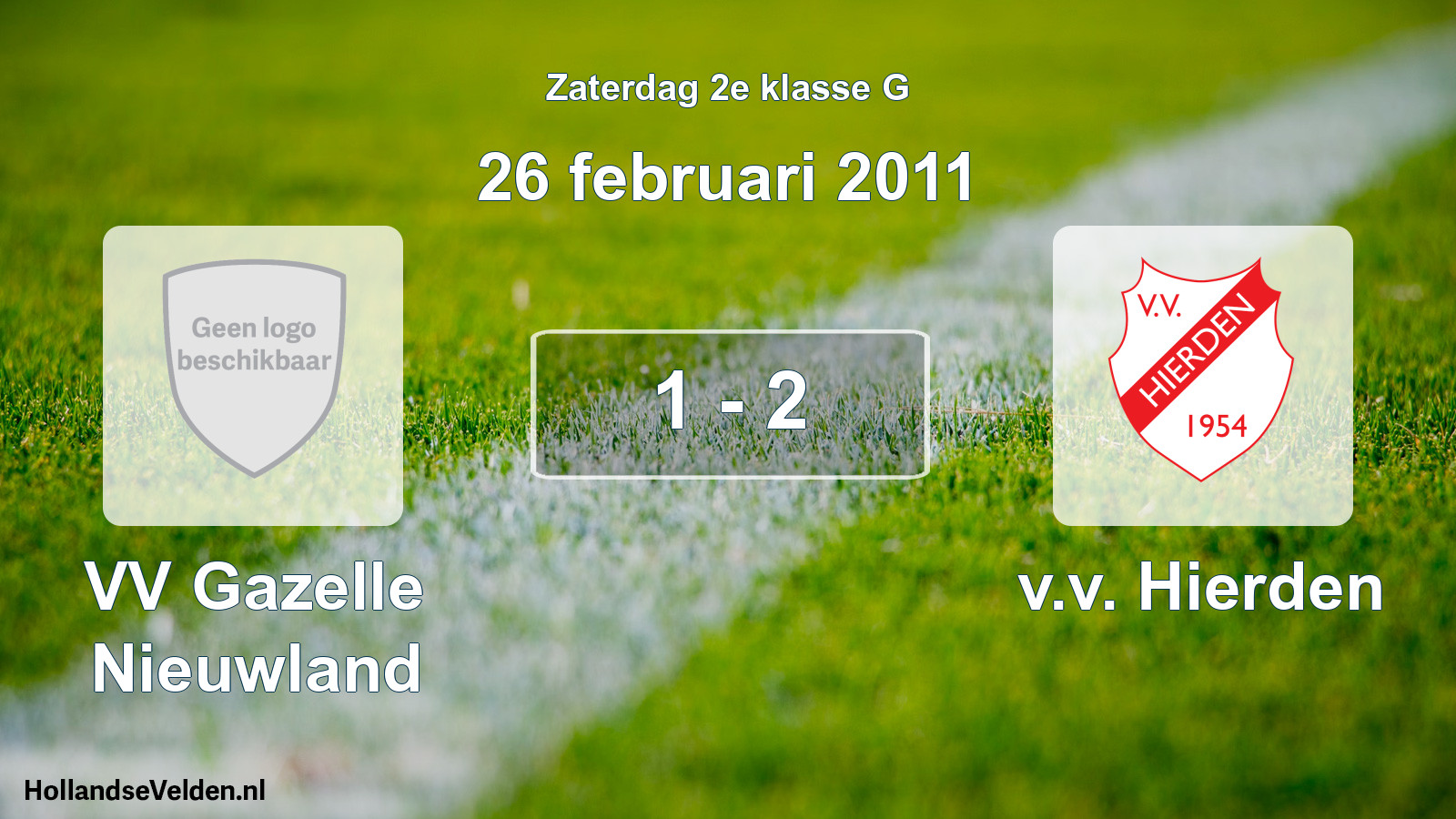 Total number of matches played: VV Gazelle Nieuwland - v.v. Hierden 1 - 2 (26 February 2011)