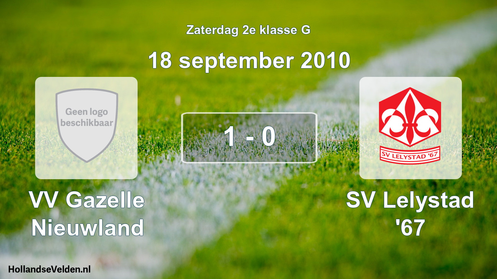 Total number of matches played: VV Gazelle Nieuwland - SV Lelystad '67 1 - 0 (18 September 2010)