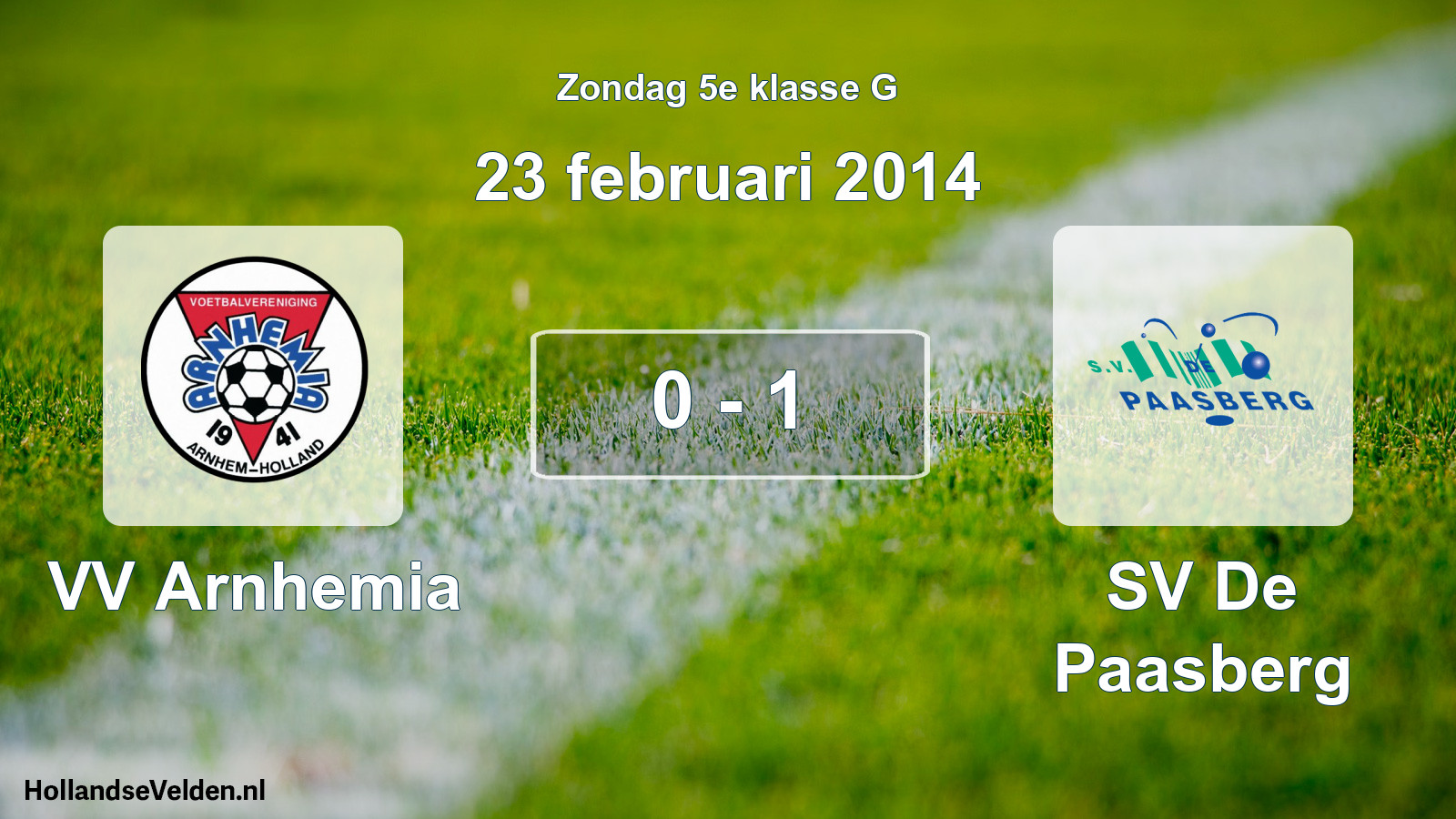 Total number of matches played: VV Arnhemia - SV De Paasberg 0 - 1 (23 February 2014)