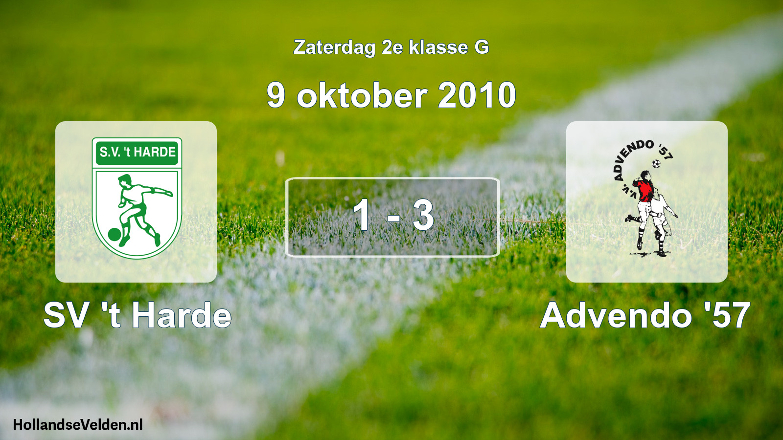 Total number of matches played: SV 't Harde - Advendo '57 1 - 3 (9 October 2010)