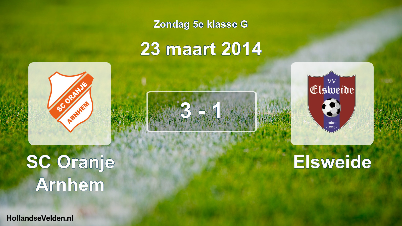 Total number of matches played: SC Oranje Arnhem - Elsweide 3 - 1 (23 March 2014)
