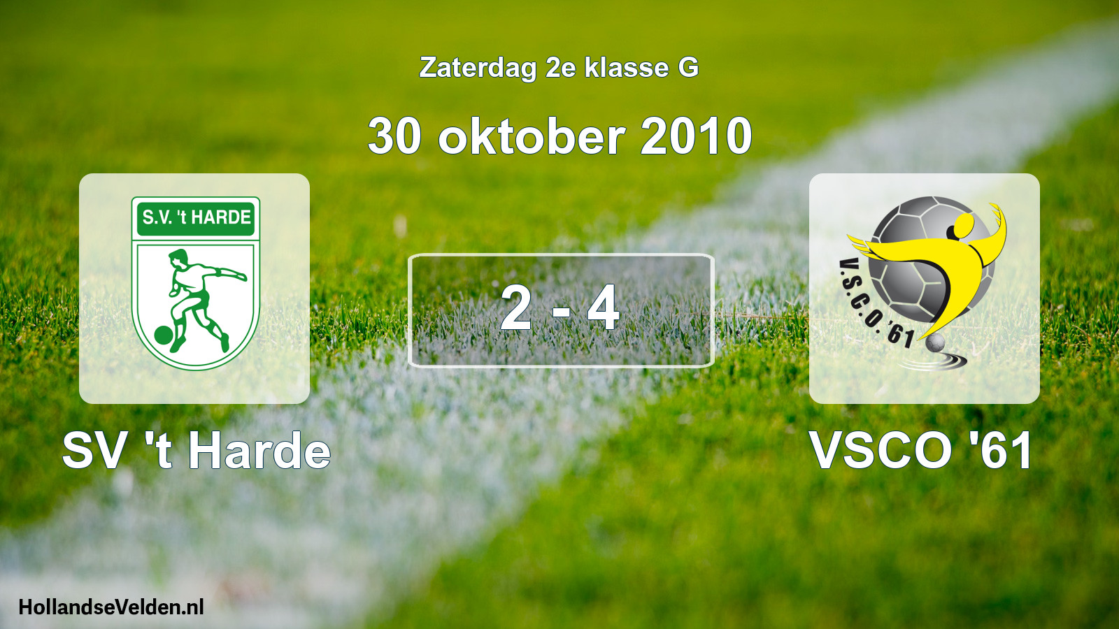 Total number of matches played: SV 't Harde - VSCO '61 2 - 4 (30 October 2010)
