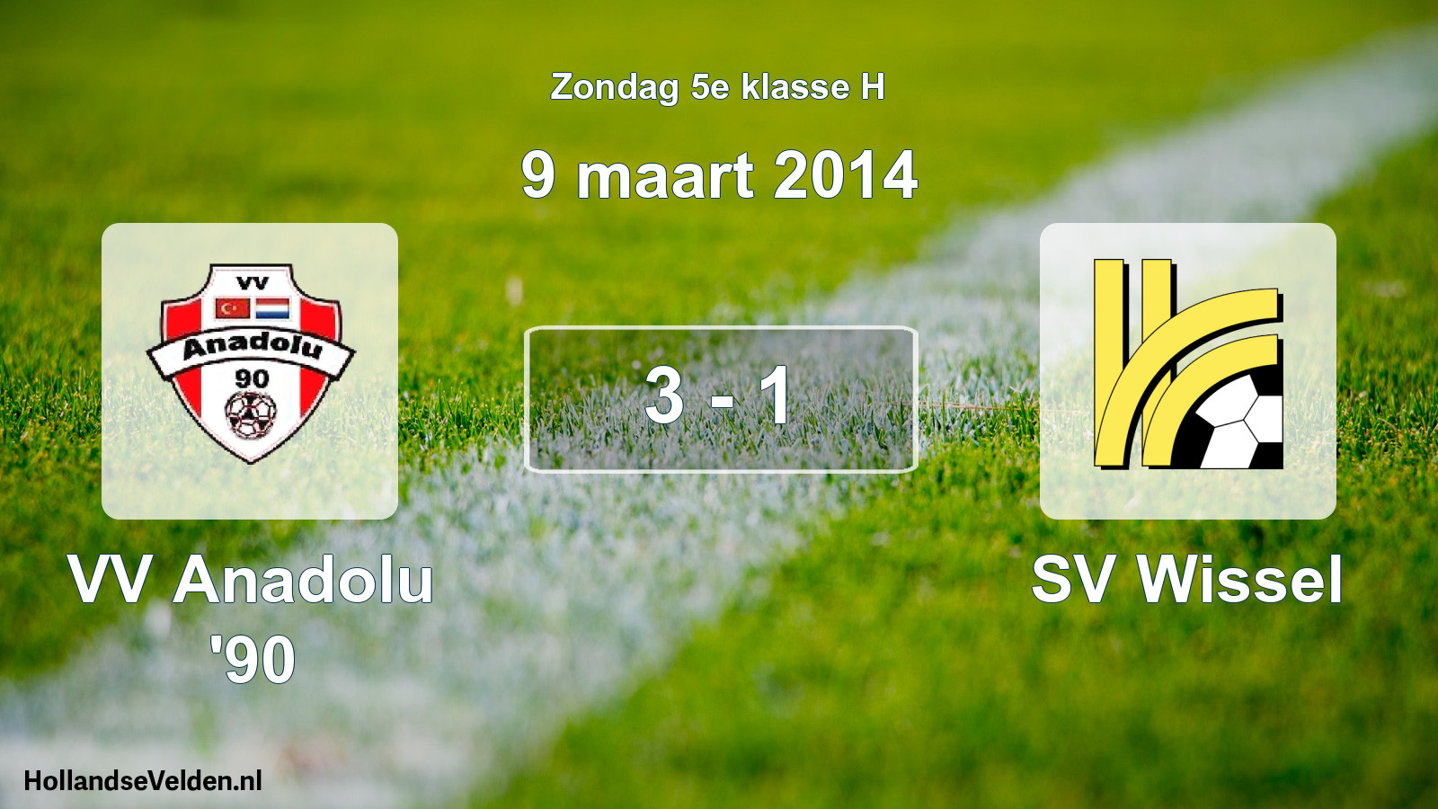 Total number of matches played: VV Anadolu '90 - SV Wissel 3 - 1 (9 March 2014)