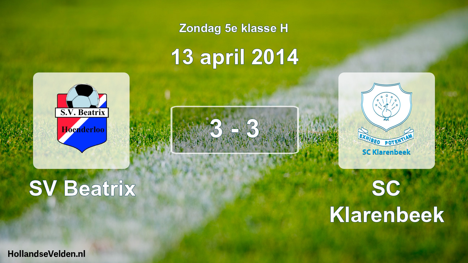 Total number of matches played: SV Beatrix - SC Klarenbeek 3 - 3 (13 April 2014)
