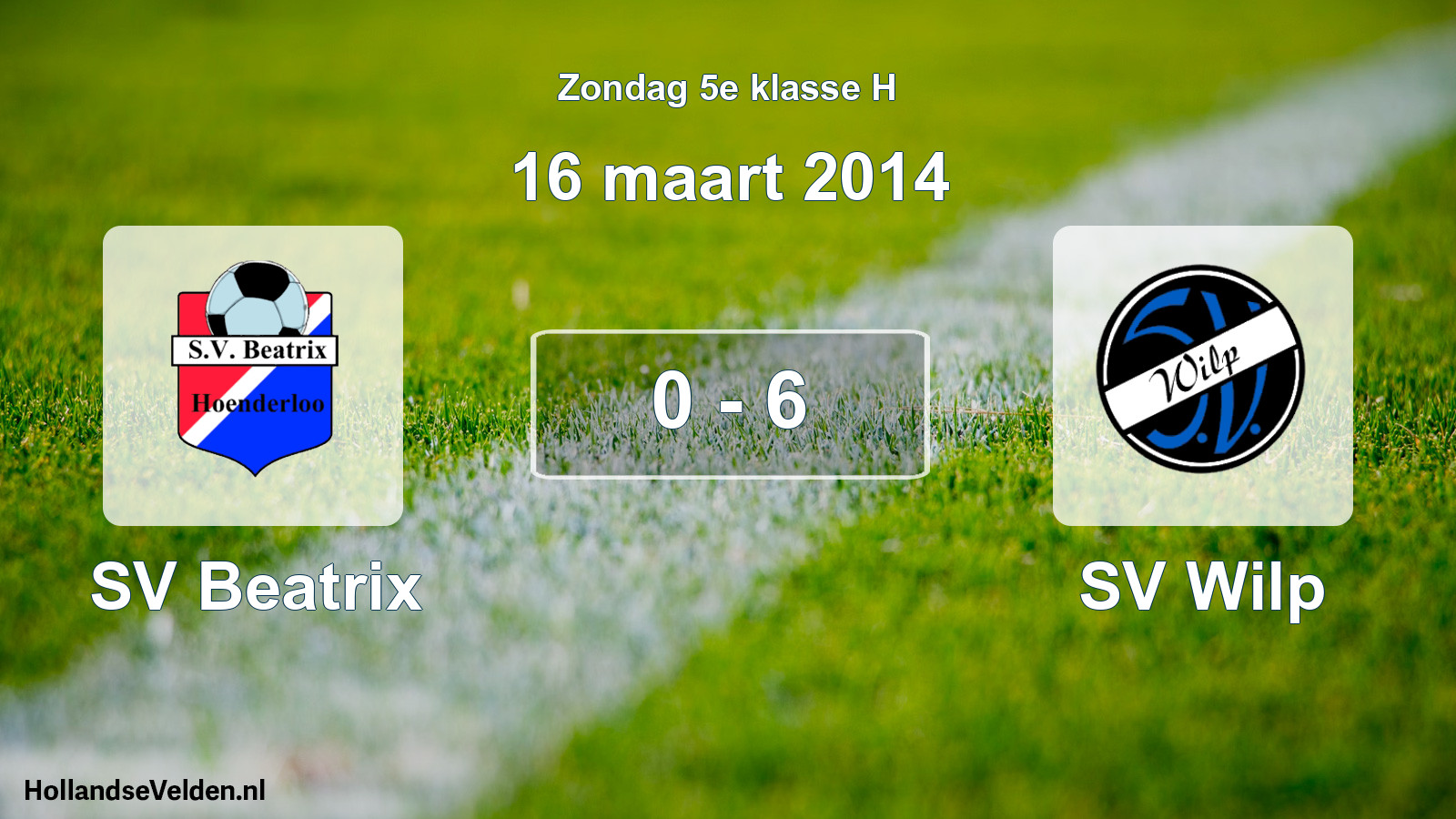 Total number of matches played: SV Beatrix - SV Wilp 0 - 6 (16 March 2014)