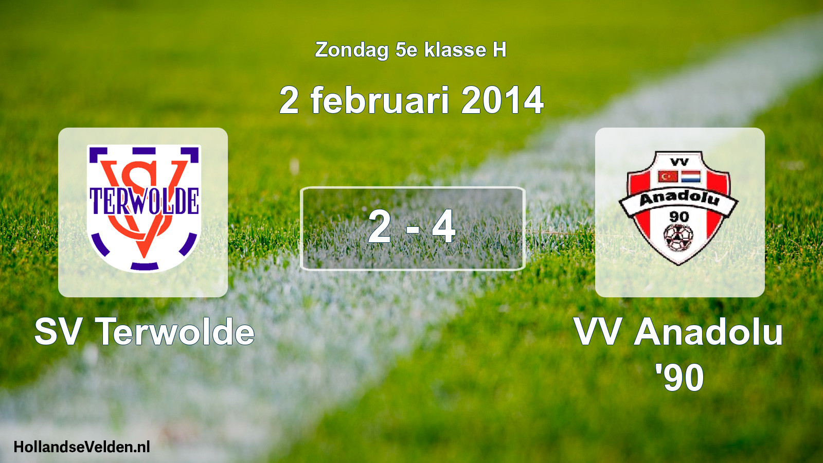 Total number of matches played: SV Terwolde - VV Anadolu '90 2 - 4 (2 February 2014)