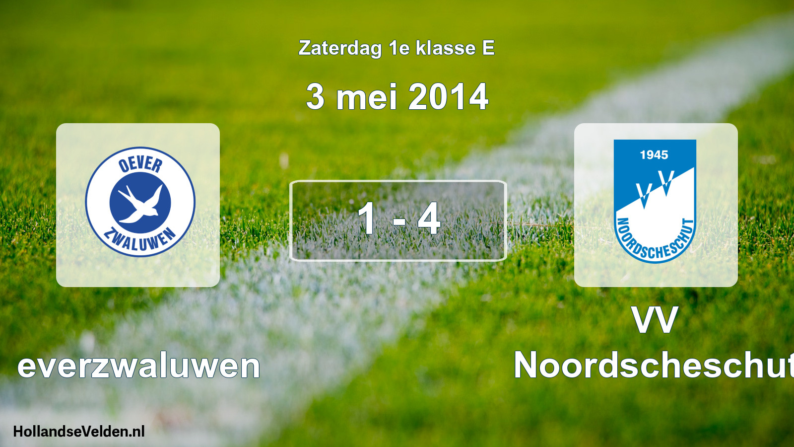 Total number of matches played: Oeverzwaluwen - VV Noordscheschut 1 - 4 (3 May 2014)