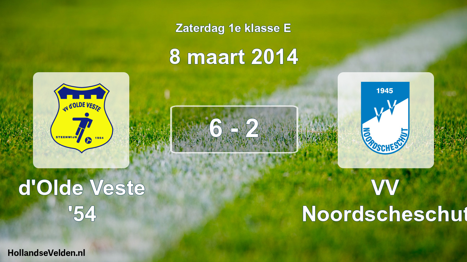 Total number of matches played: d'Olde Veste '54 - VV Noordscheschut 6 - 2 (8 March 2014)