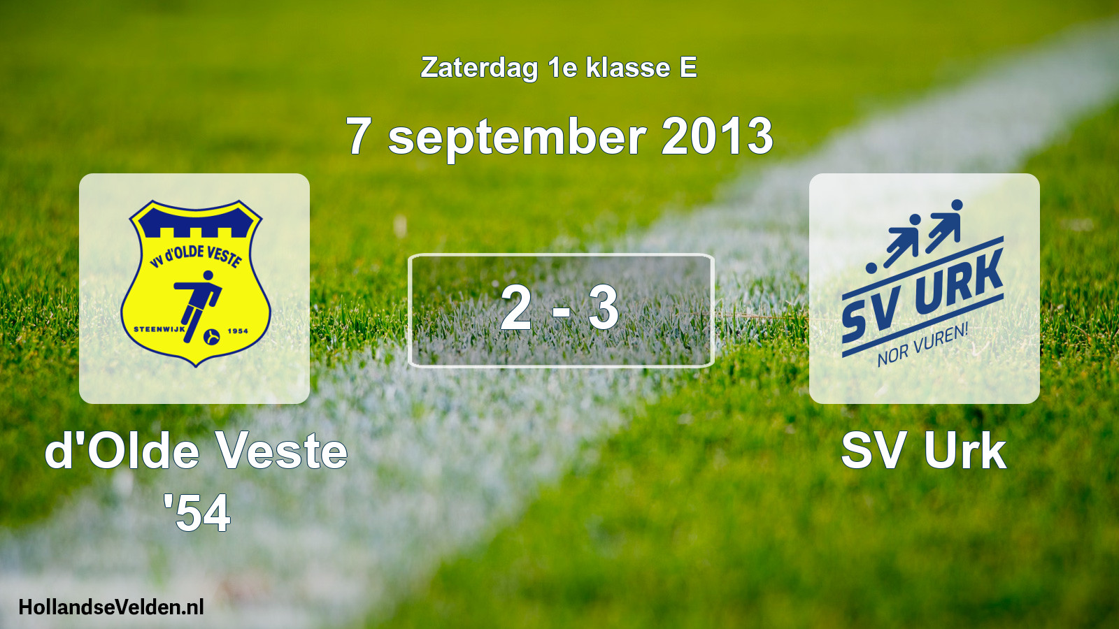 Total number of matches played: d'Olde Veste '54 - SV Urk 2 - 3 (7 September 2013)
