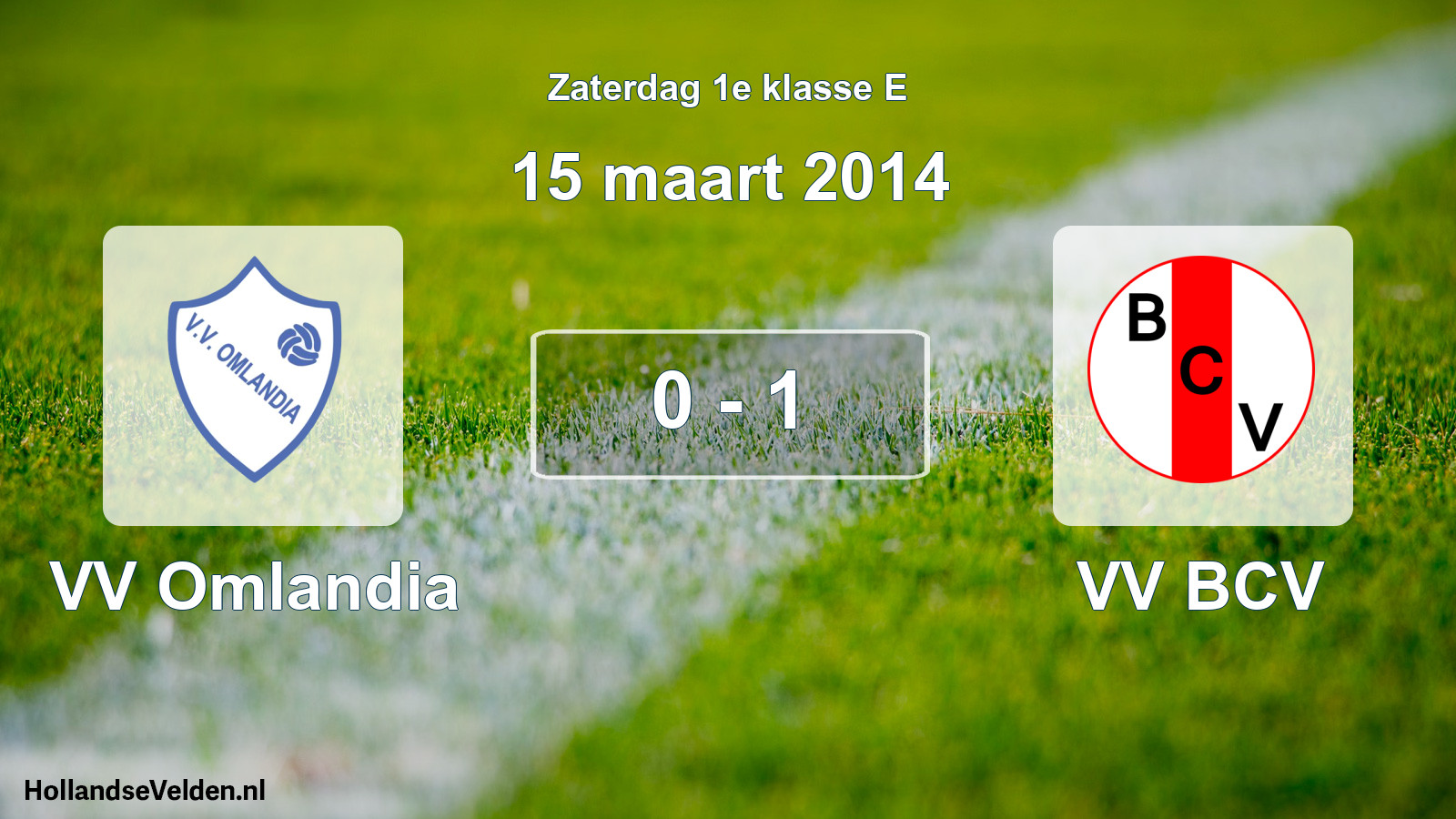 Total number of matches played: VV Omlandia - VV BCV 0 - 1 (15 March 2014)