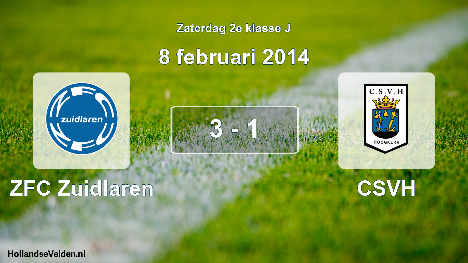Total number of matches played: ZFC Zuidlaren - CSVH 3 - 1 (8 February 2014)