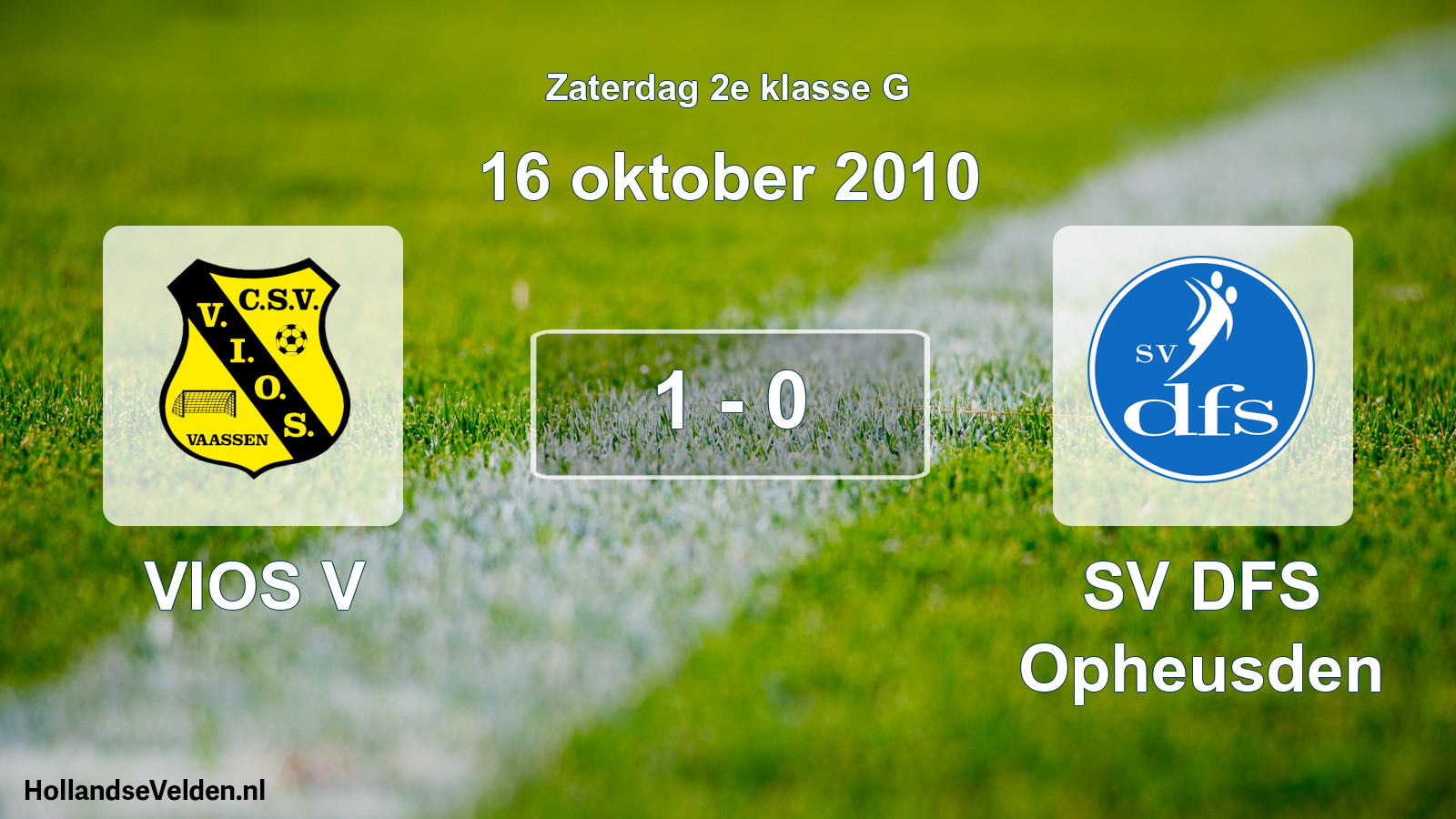 Total number of matches played: VIOS V - SV DFS Opheusden 1 - 0 (16 October 2010)