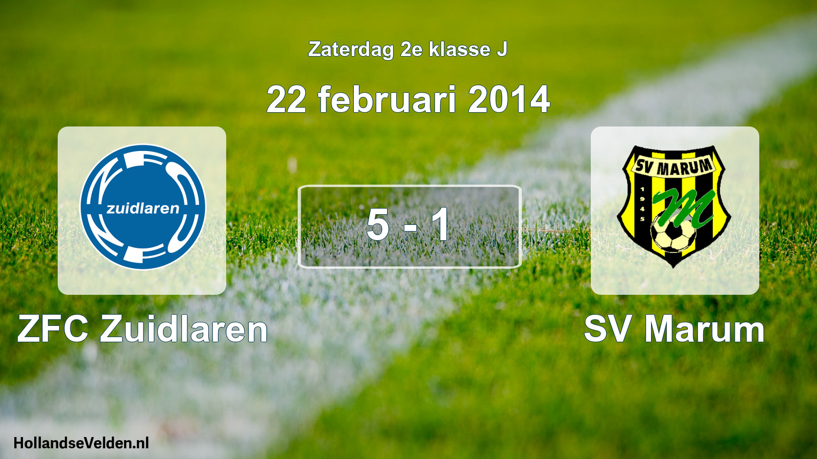 Total number of matches played: ZFC Zuidlaren - SV Marum 5 - 1 (22 February 2014)