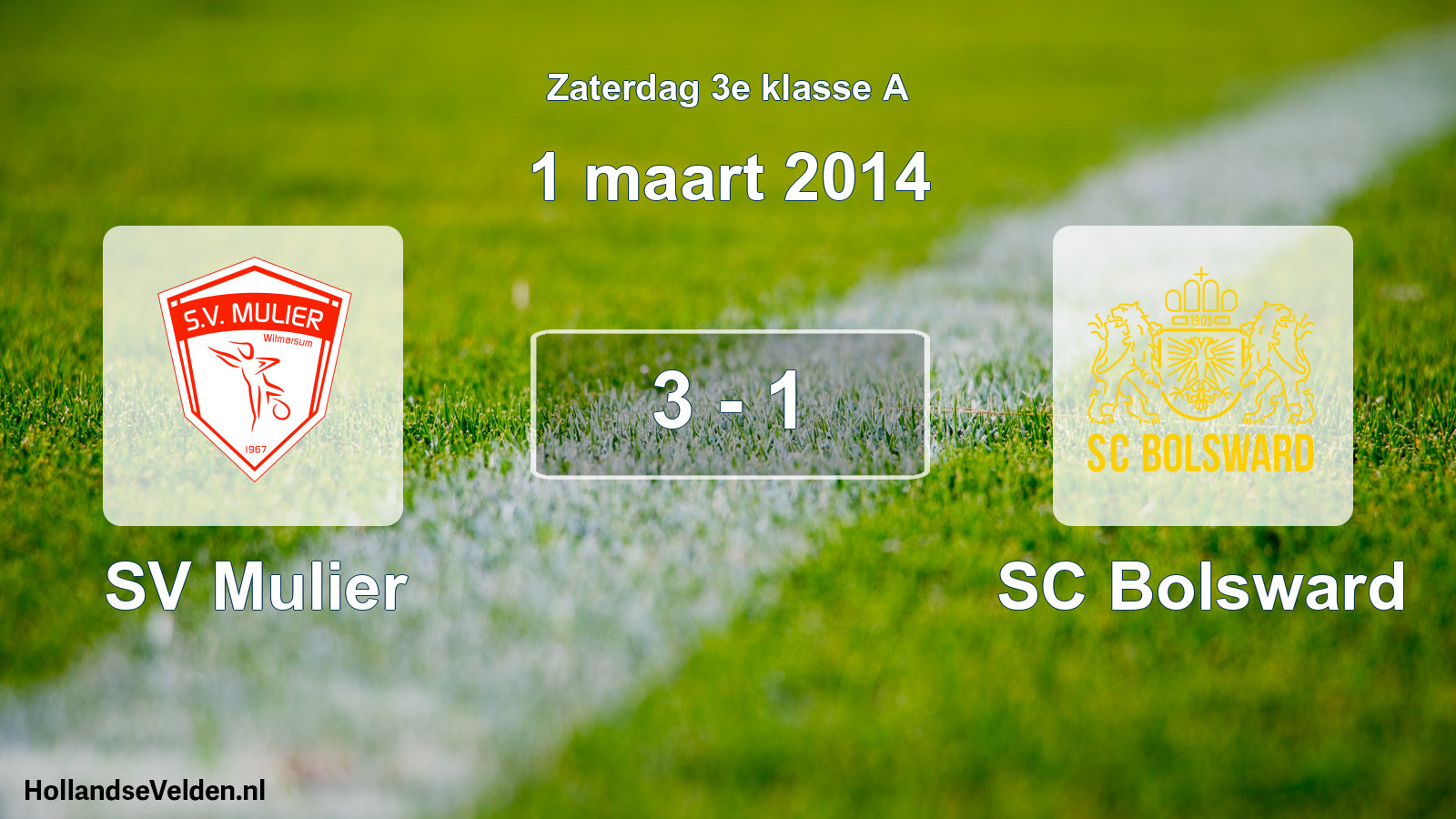 Total number of matches played: SV Mulier - SC Bolsward 3 - 1 (1 March 2014)