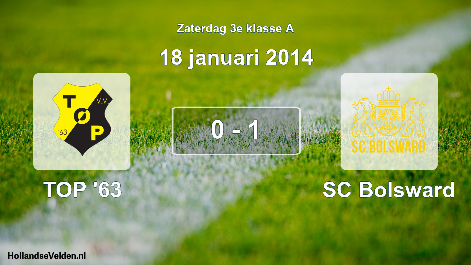 Total number of matches played: TOP '63 - SC Bolsward 0 - 1 (18 January 2014)