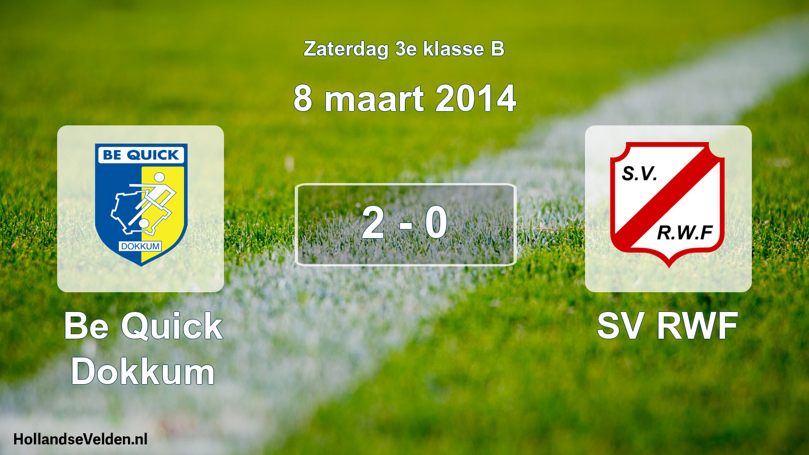 Total number of matches played: Be Quick Dokkum - SV RWF 2 - 0 (8 March 2014)