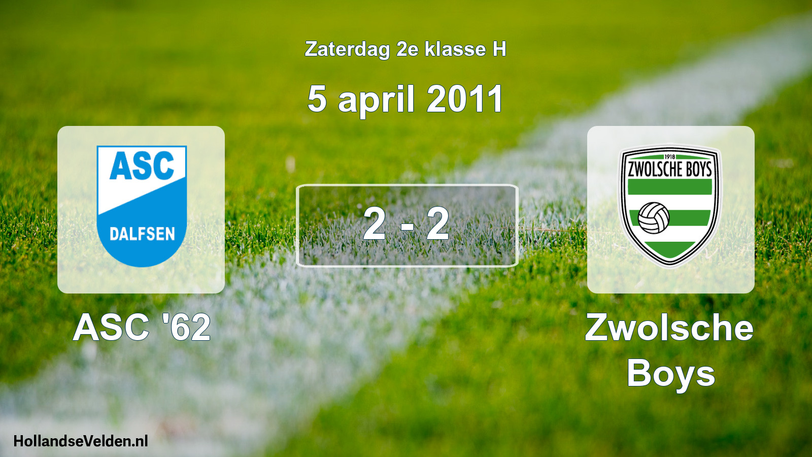 Total number of matches played: ASC '62 - Zwolsche Boys 2 - 2 (5 April 2011)