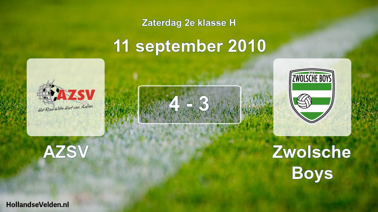 Total number of matches played: AZSV - Zwolsche Boys 4 - 3 (11 September 2010)