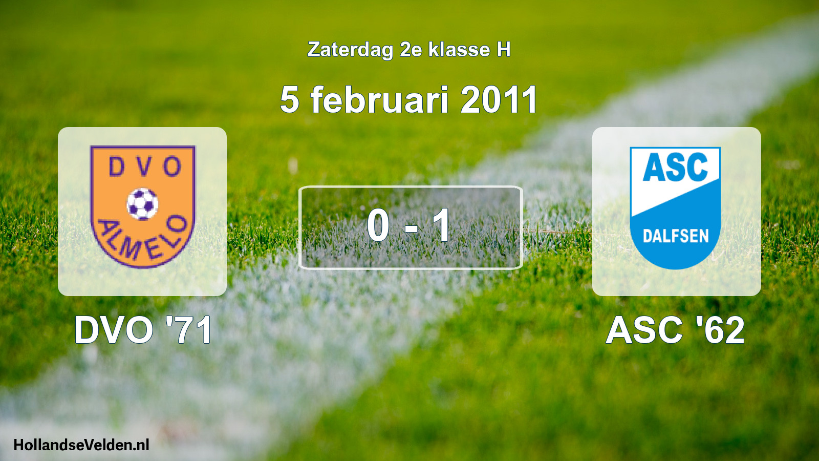 Total number of matches played: DVO '71 - ASC '62 0 - 1 (5 February 2011)