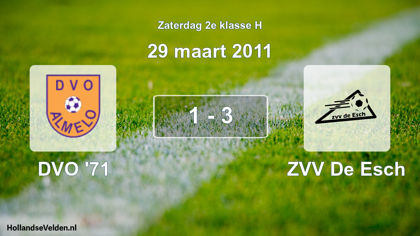 Total number of matches played: DVO '71 - ZVV De Esch 1 - 3 (29 March 2011)