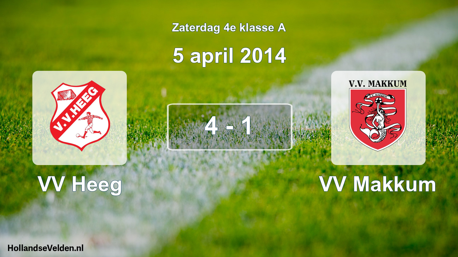 Total number of matches played: VV Heeg - VV Makkum 4 - 1 (5 April 2014)