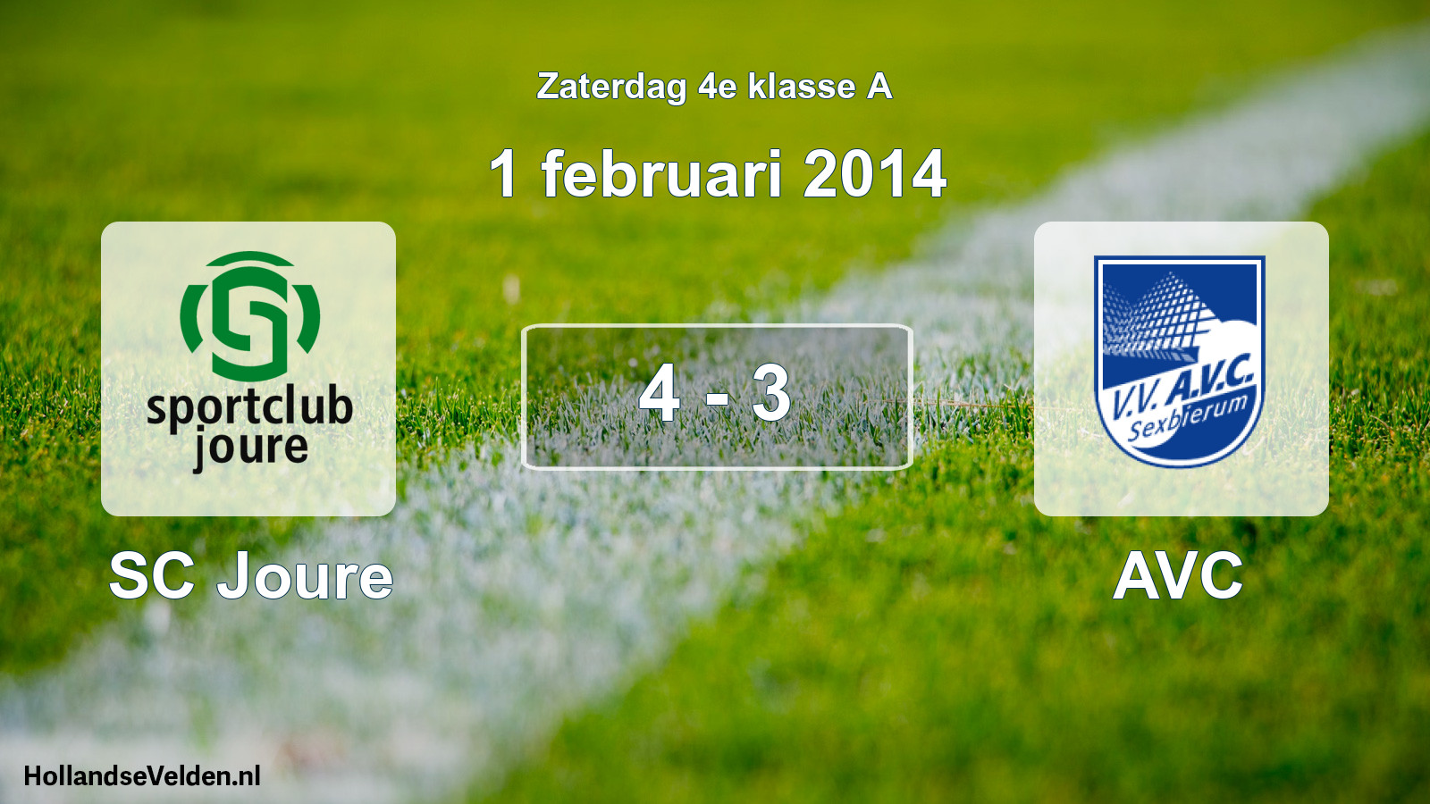 Total number of matches played: SC Joure - AVC 4 - 3 (1 February 2014)