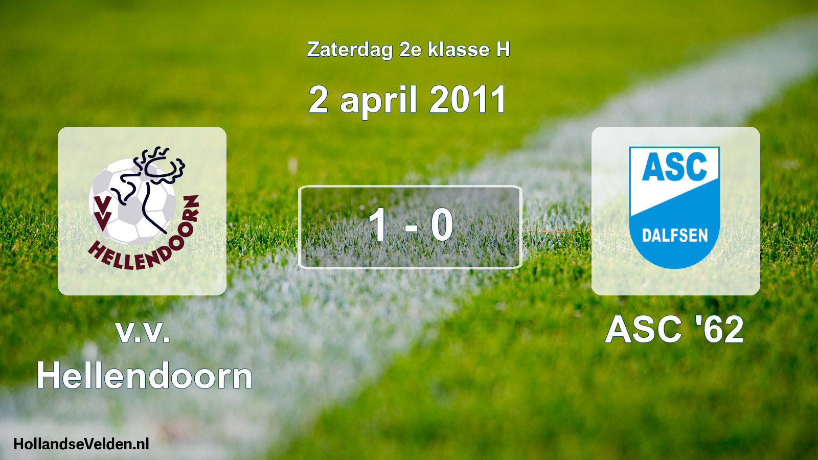 Total number of matches played: v.v. Hellendoorn - ASC '62 1 - 0 (2 April 2011)