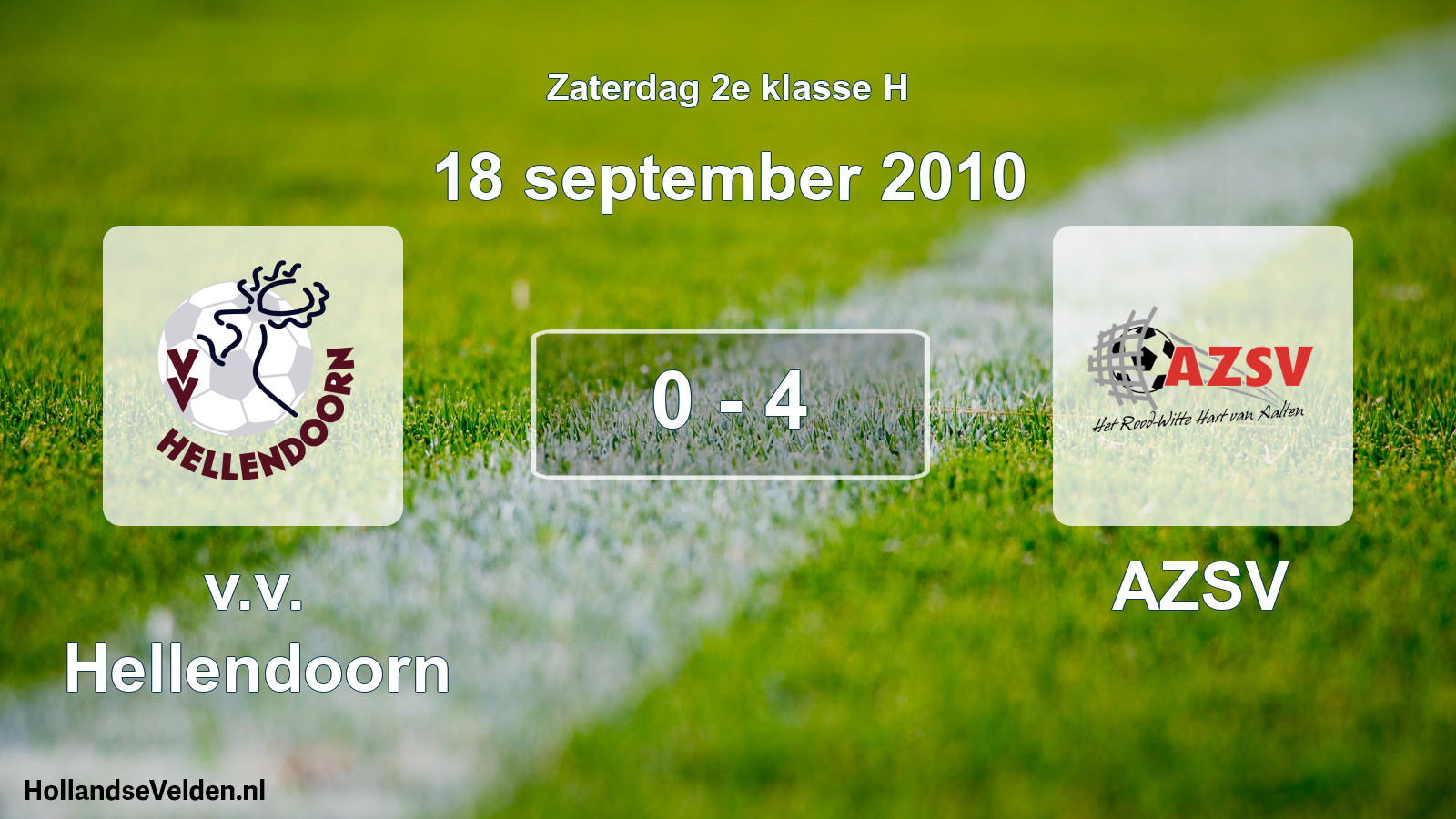 Total number of matches played: v.v. Hellendoorn - AZSV 0 - 4 (18 September 2010)